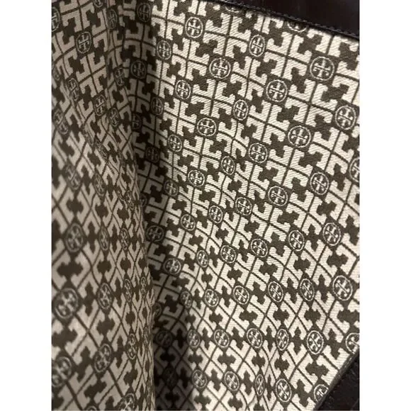 Tory Burch Irene chocolate brown suede with gold hardware design equestrian ridi - Picture 15 of 16